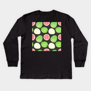 Bright watercolor tropical fruit pattern, guavas Kids Long Sleeve T-Shirt